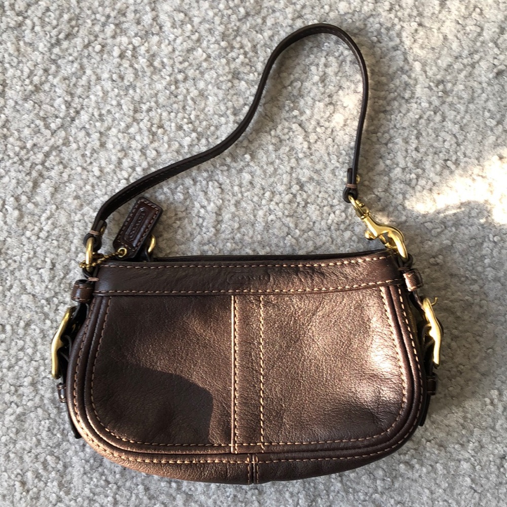 Small brown leather Coach purse